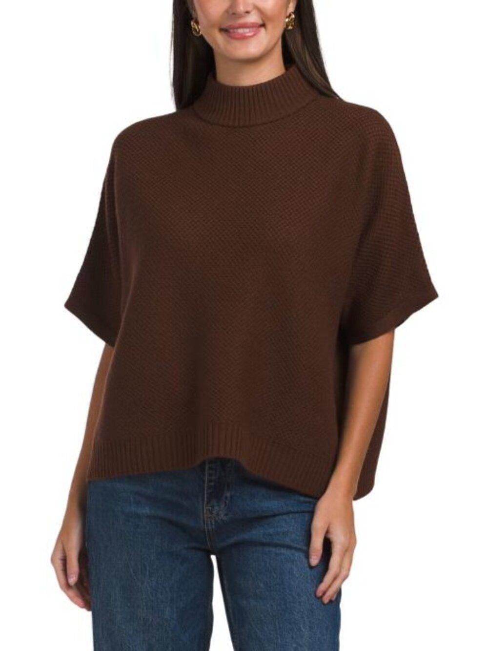 TAHARI Extrafine Merino Wool Pull Over Mock Neck Sweater - Picture 1 of 3
